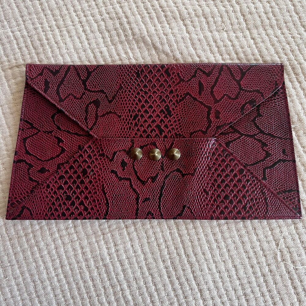 Coco‎ & Tres Clutch Womens Envelope Wallet Faux Snakeskin Pattern Purse Bag